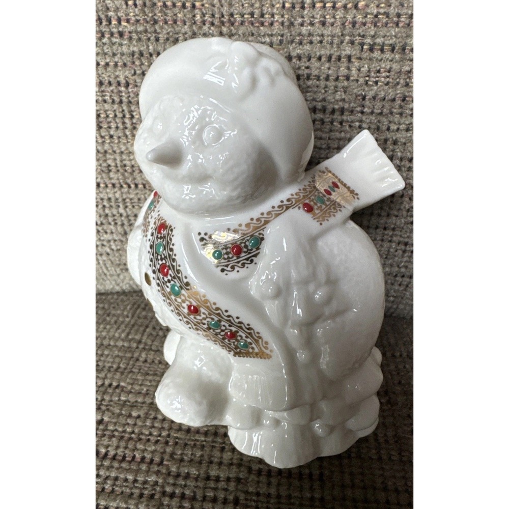Lenox China Jewels Snowman Berry Snowett w/Christmas Tree 4"‎ Figurine 22K Gold